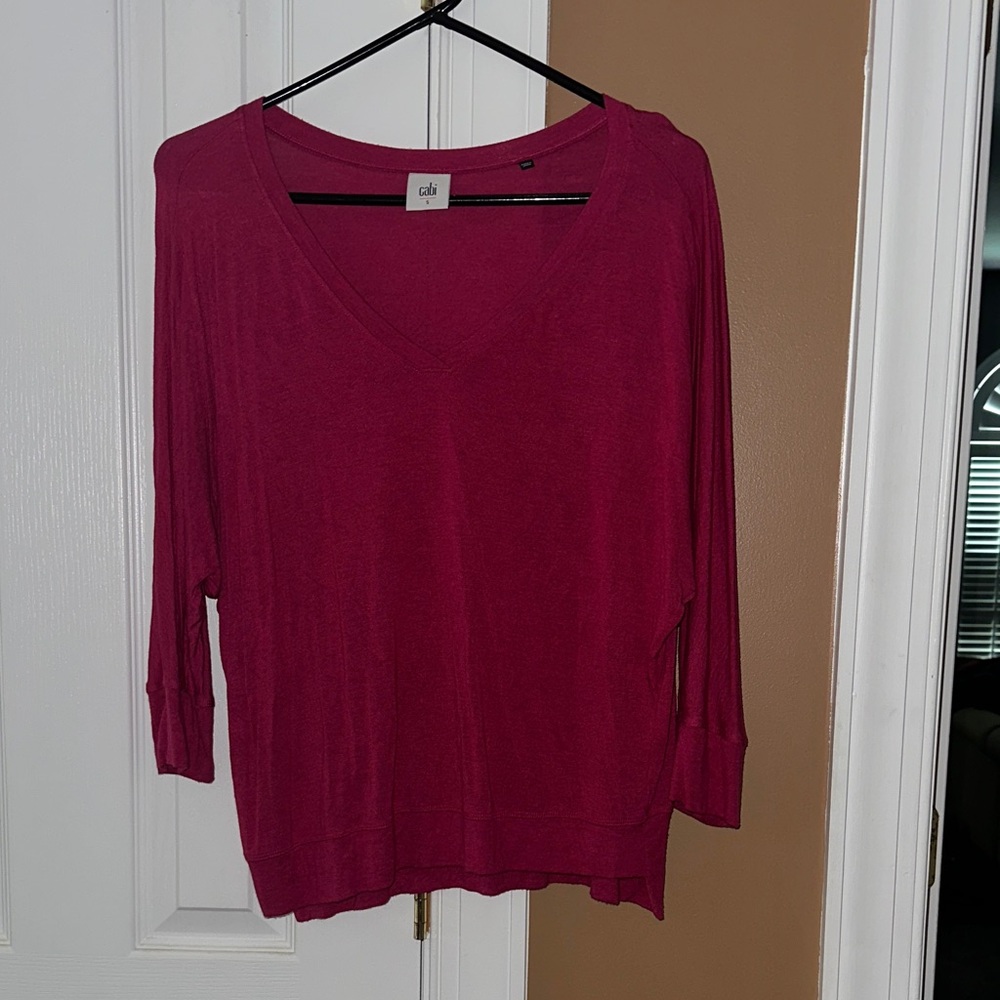 CAbi Deep Pink V-Neck Blouse